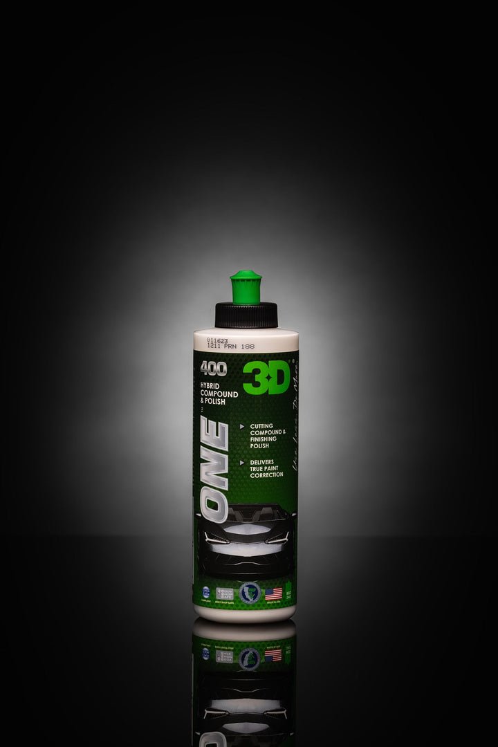 Снимка на 3D 3D ONE Hybrid Compound 400 - Едностъпкова хибридна паста -  250мл 3D ONE Hybrid Compound 400 е хибридна полираща паста, съчетаваща агресивно рязане и фин финиш в един продукт.