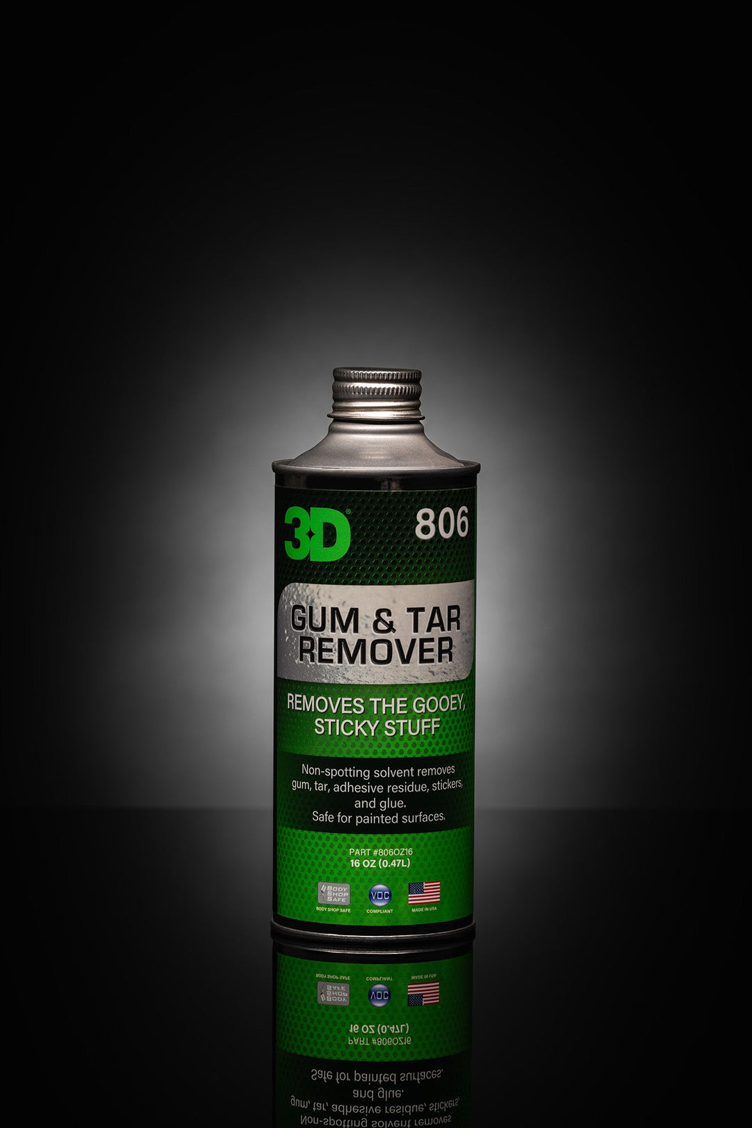 Снимка на 3D 3D Gum & Tar Remover - Препарат за премахване на катран 3D Gum & Tar Remover е специализиран почистващ препарат създаден за бързо и ефективно отстраняване на асфалтови петна и лепкави остатъци по автомобила.